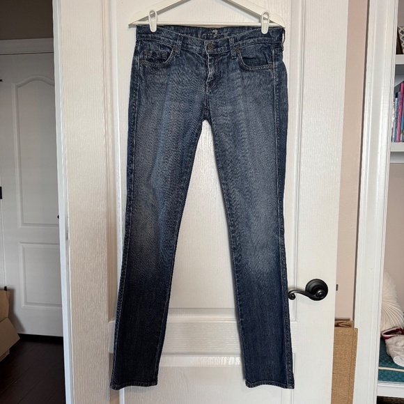 7 For all mankind women's jeans 29 mid rise straight leg Edie dark wash denim - Picture 3 of 10